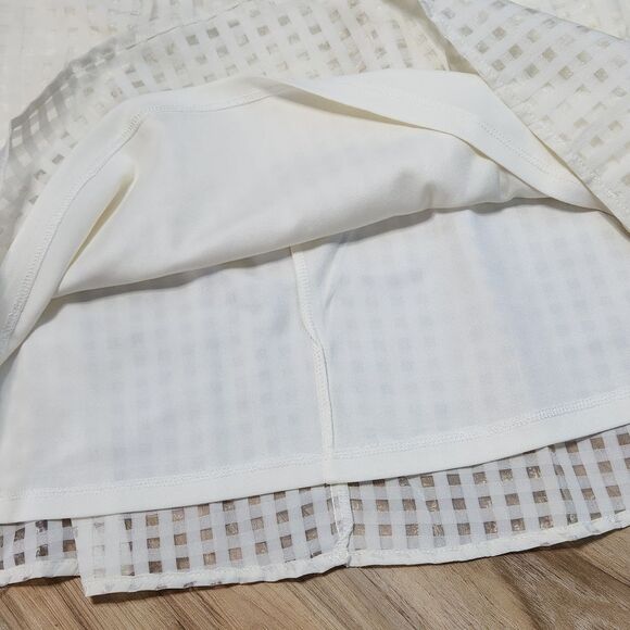 🔹️NWT Maison Jules Marshmallow Cream Checkered Print Skirt w/Pockets Large - Picture 7 of 10